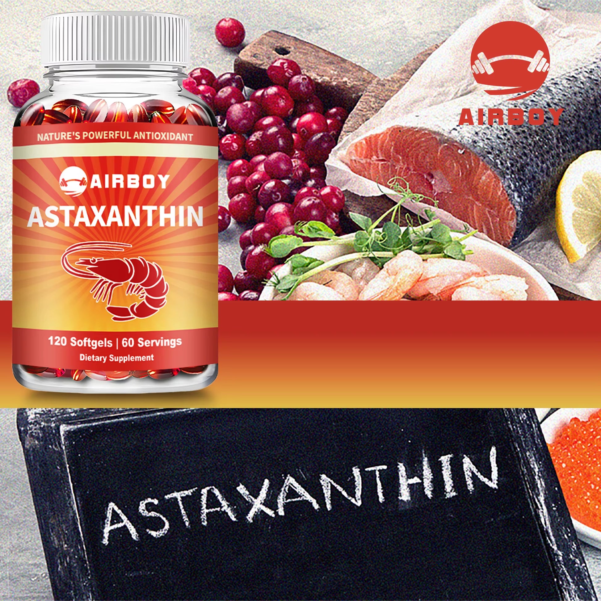 Astaxanthin Supplement - Heart Health, Accelerates Metabolism, Supporting Eye, Joint & Skin Health - 120 Capsules