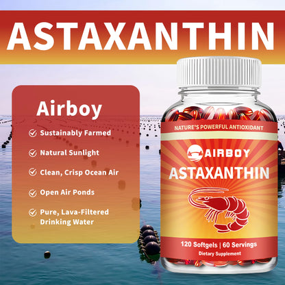 Astaxanthin Supplement - Heart Health, Accelerates Metabolism, Supporting Eye, Joint & Skin Health - 120 Capsules