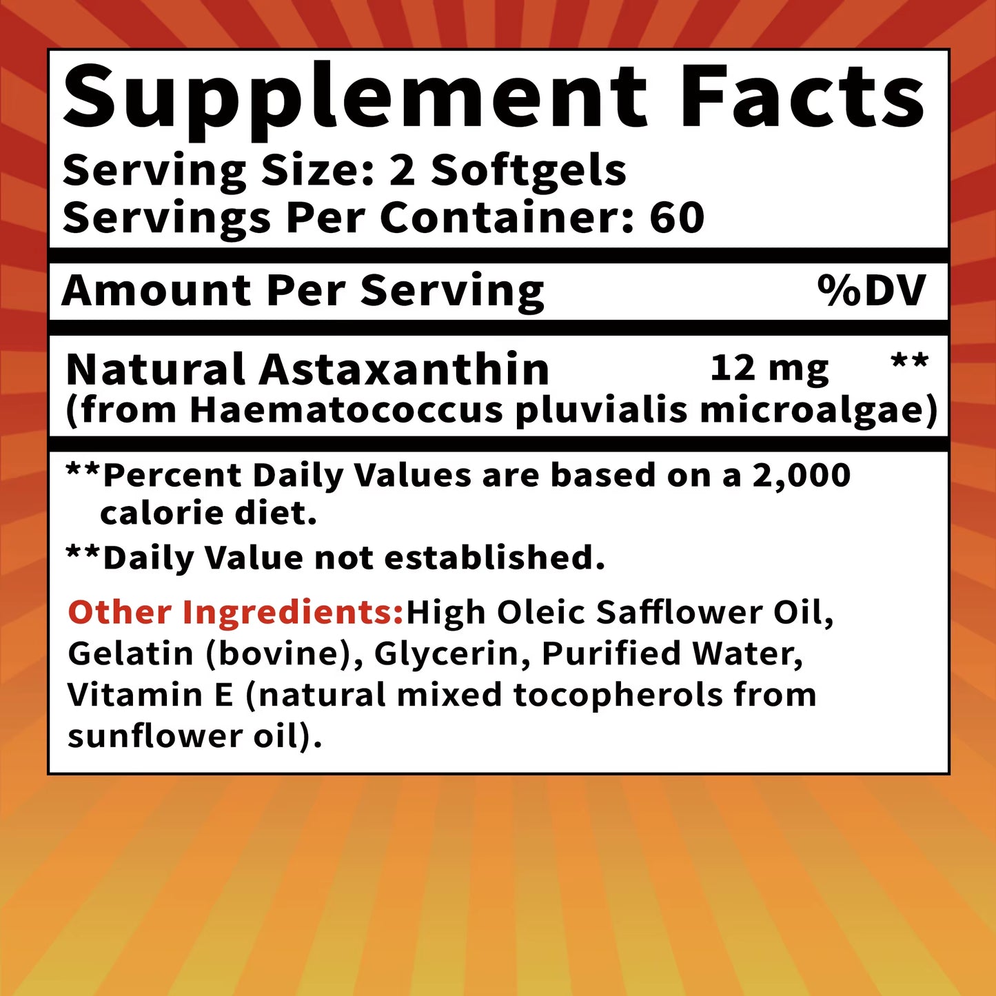 Astaxanthin Supplement - Heart Health, Accelerates Metabolism, Supporting Eye, Joint & Skin Health - 120 Capsules