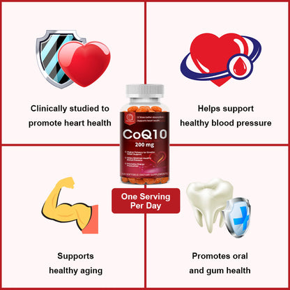 COQ10 Coenzyme Q10 200Mg Vegetarian Capsule Promotes Cardiovascular Health Heart Health - 120Ct