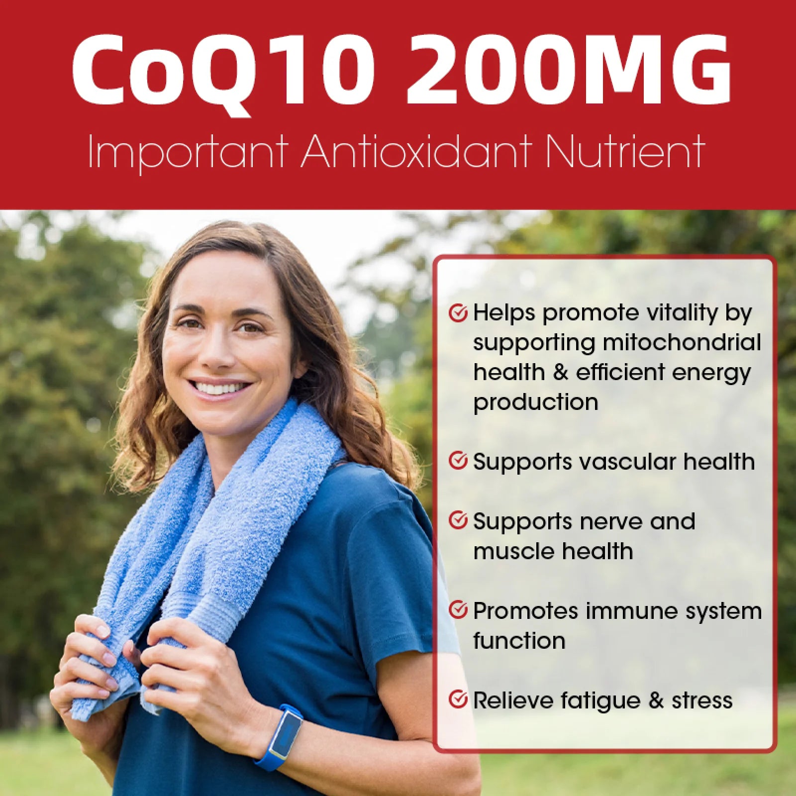 COQ10 Coenzyme Q10 200Mg Vegetarian Capsule Promotes Cardiovascular Health Heart Health - 120Ct